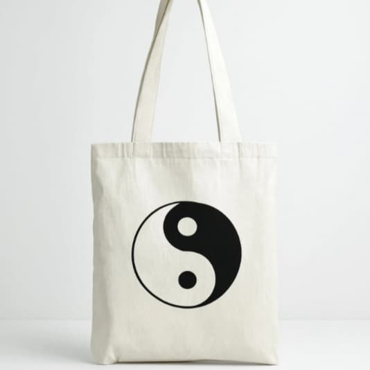 Bolsa Yin Yang Tote Bag Feminina Estilo Minimalista Sacola de Algodão Cru Estampada 30x40