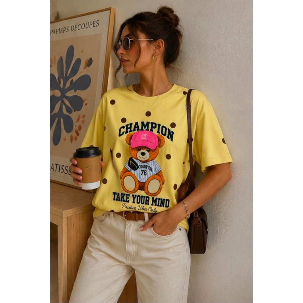 CAMISETA TSHIRT FEMININA POÁ E URSO