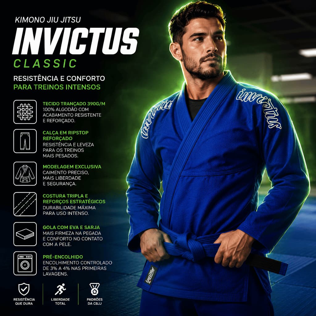 Promoção | Kimono azul para jiu jitsu | ENVIO IMEDIATO - Invictus classic