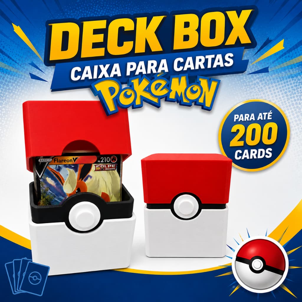 Caixa Estojo Grande para Cartas Pokémon | Case Box para até 200 Cards