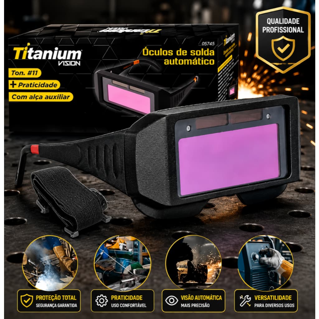 Óculos De Solda Para Soldador Com Escurecimento Automático TON.11 Proteção DIN11