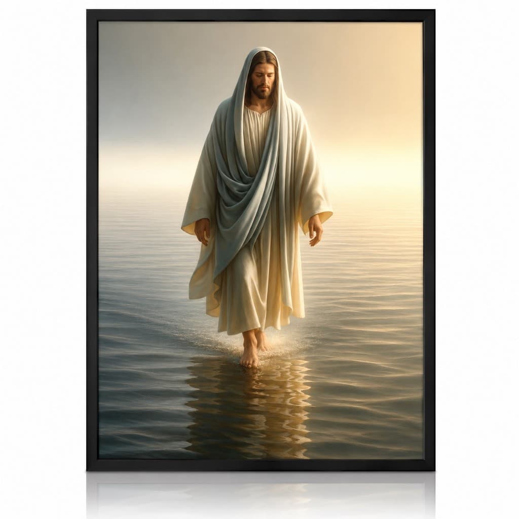 Quadro Decorativo Religioso Jesus Andando Sobre as Águas - Sem moldura