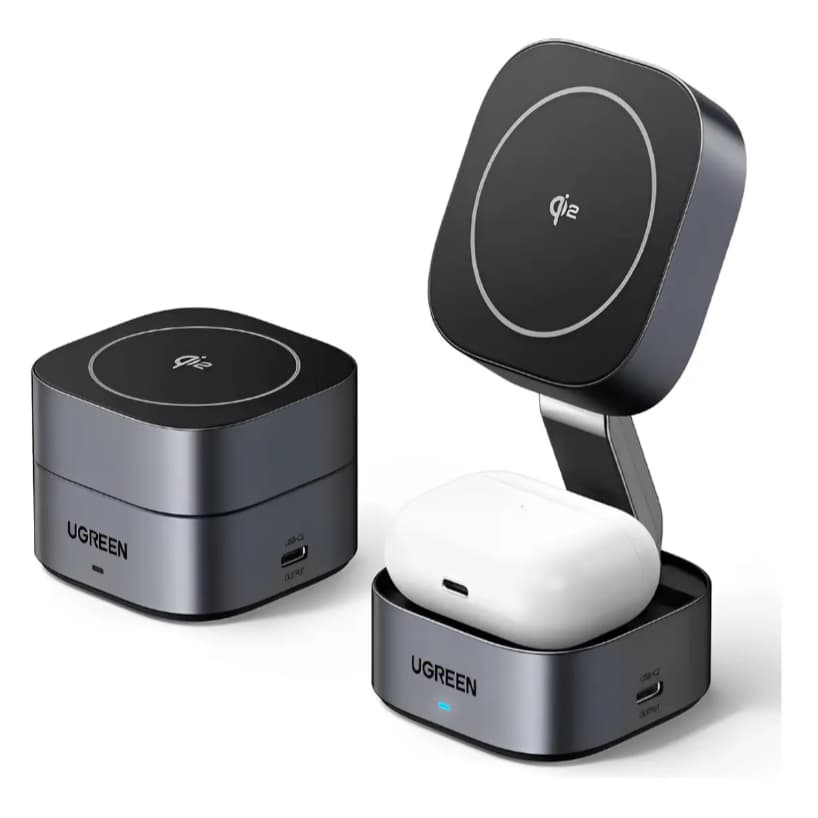 Carregador Magnético Sem Fio 2 em 1 Ugreen 15W com Cabo Tipo-C