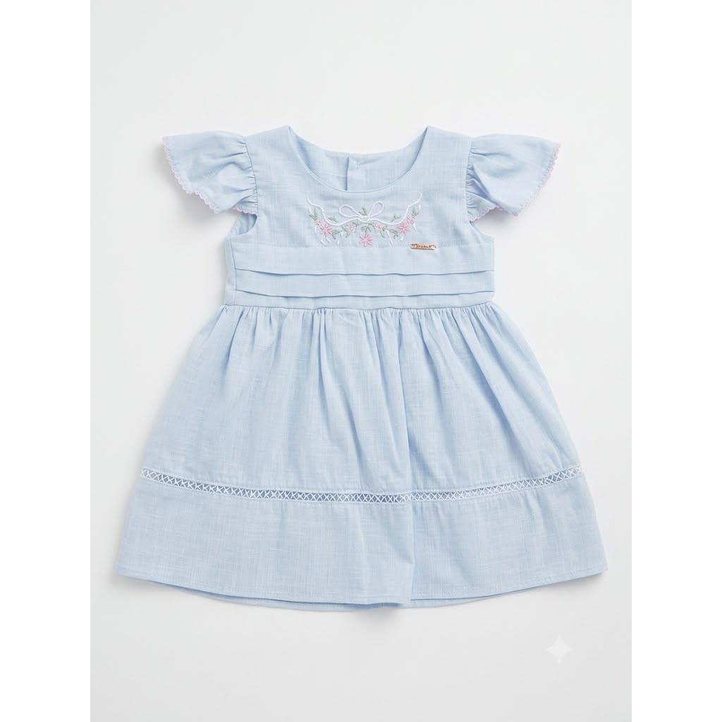Vestido Feminino Infantil Bordado Vestido Kids para Meninas Linho 100% Algodão