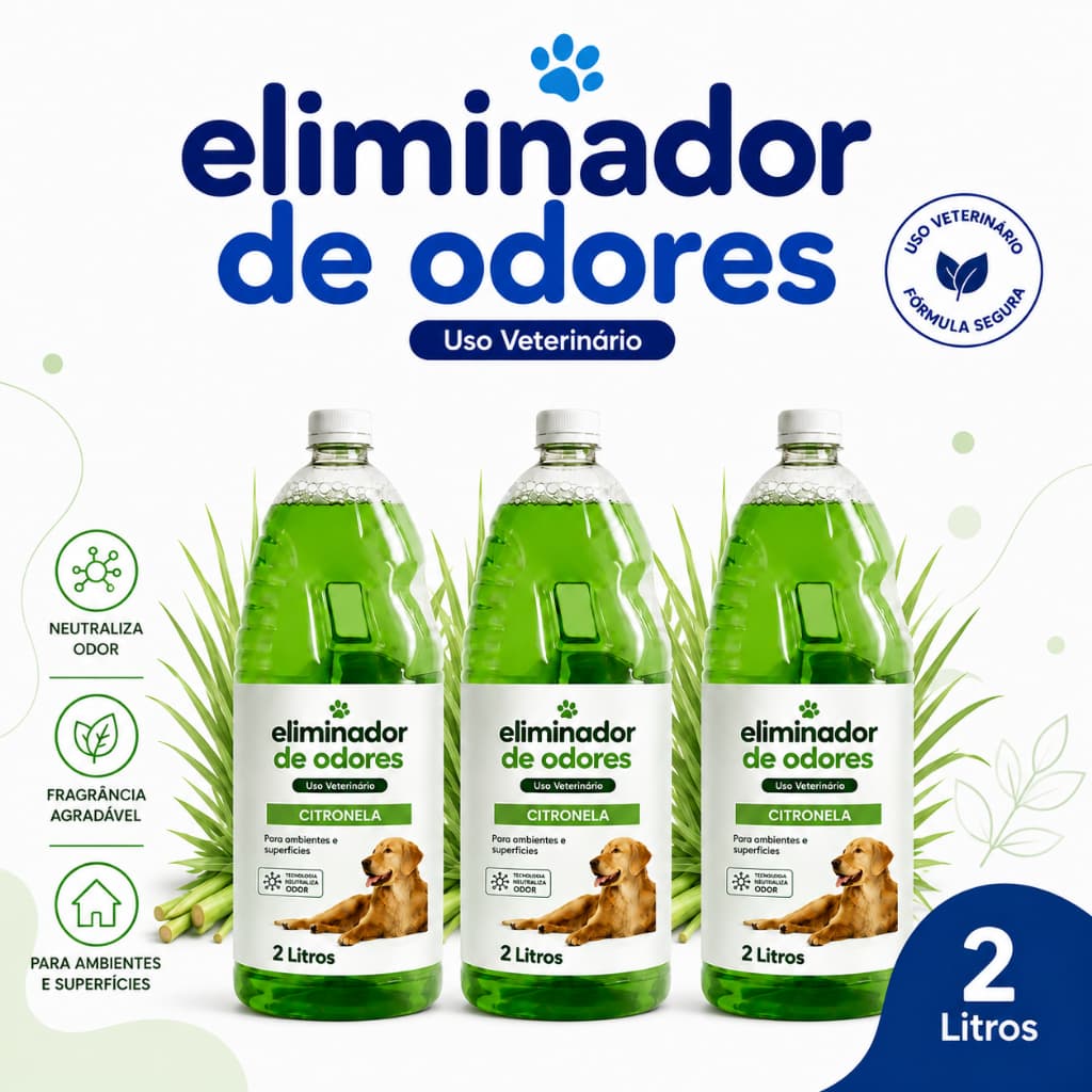 Eliminador de Odores Tira Mau Cheiro de Xixi Cachorro Gato 2 Litros Perfumado Citronela PetClean