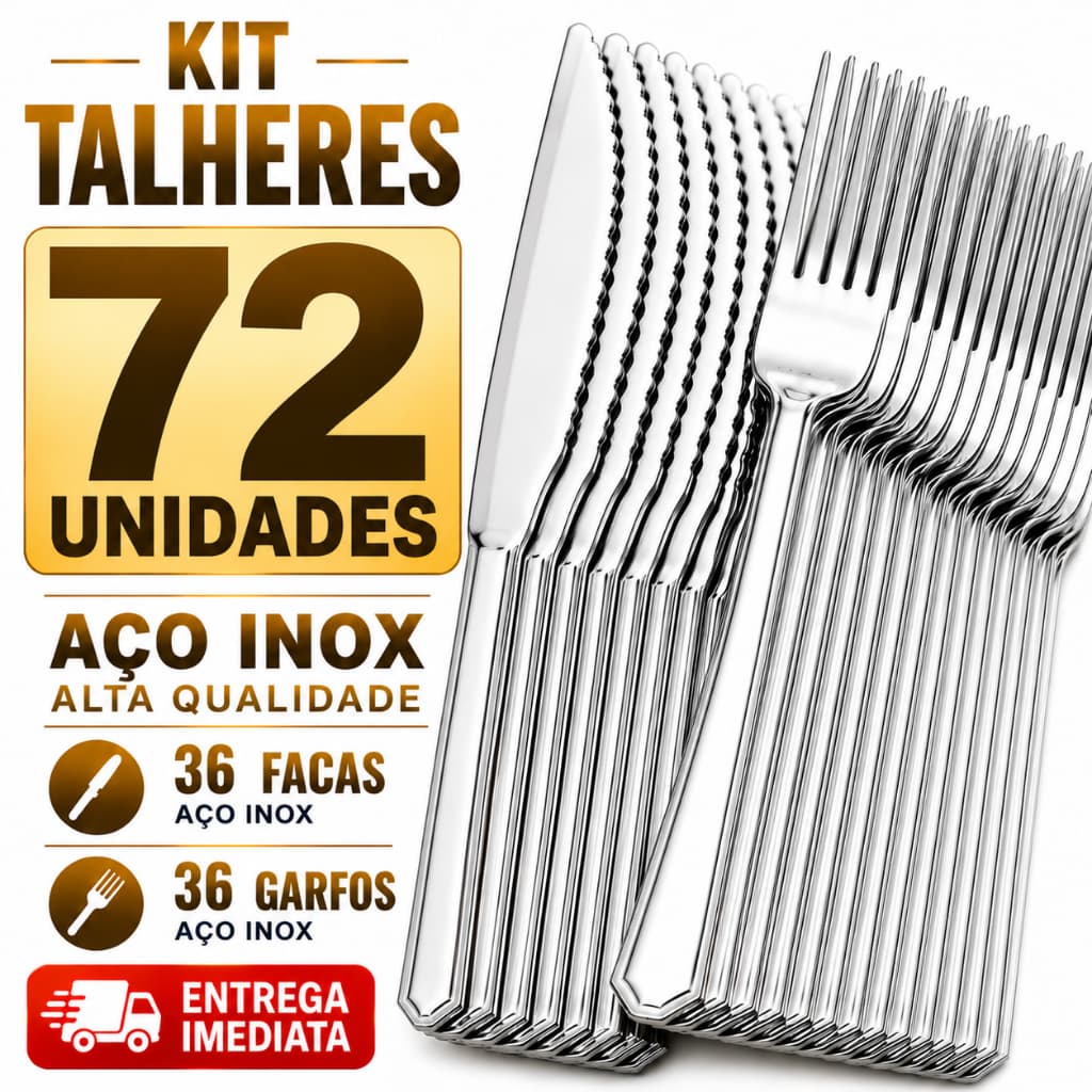 72 Unidades Talheres Inox 36 Faca 36 Garfo Casa Cozinha Restaurante Buffet Qualidade Garantida Faqueiro Prateado Brilho