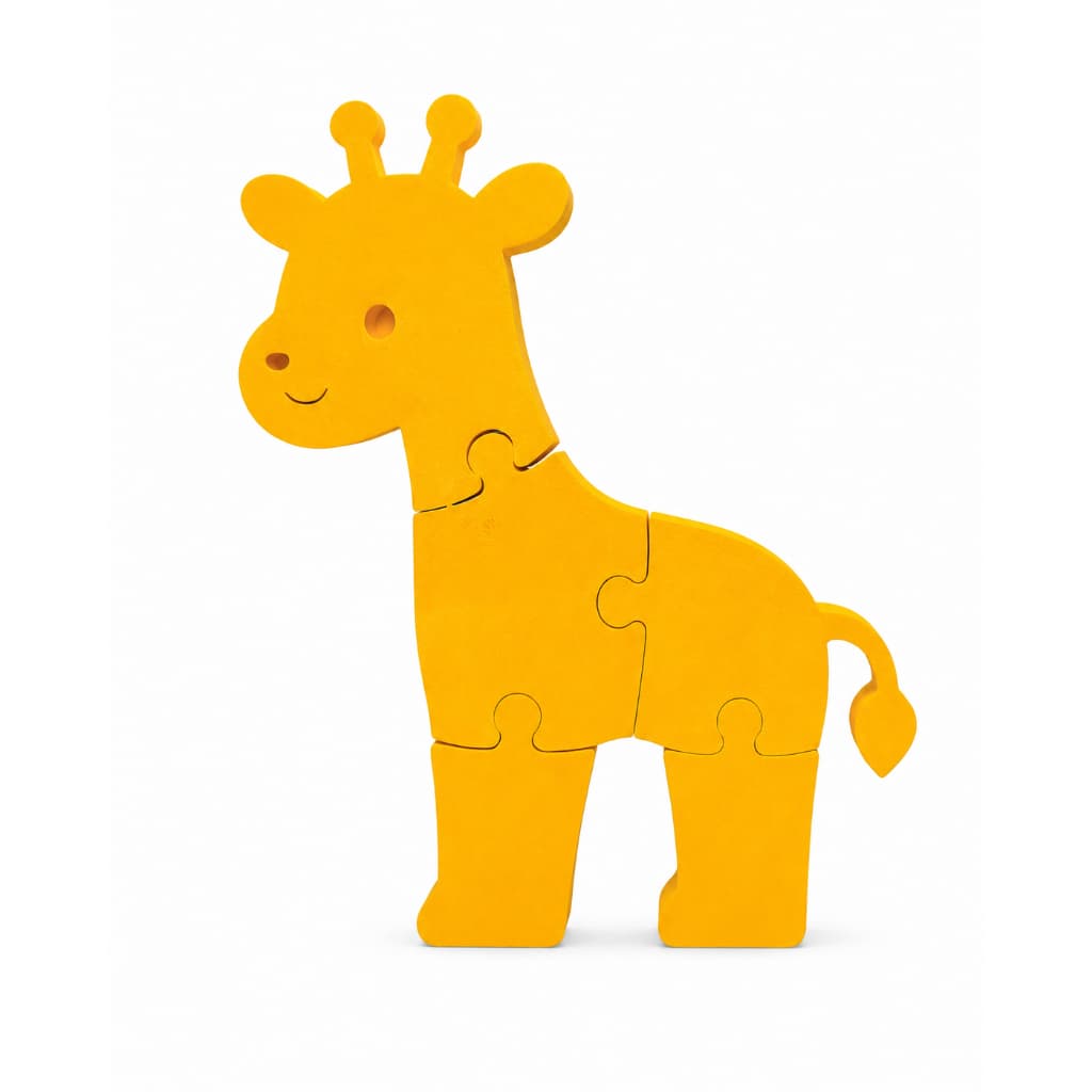 Quebra Cabeça Montessori Girafa | Brinquedo Educativo Infantil +12M Peças Grandes e Robustas | Safari Animais Selvagens