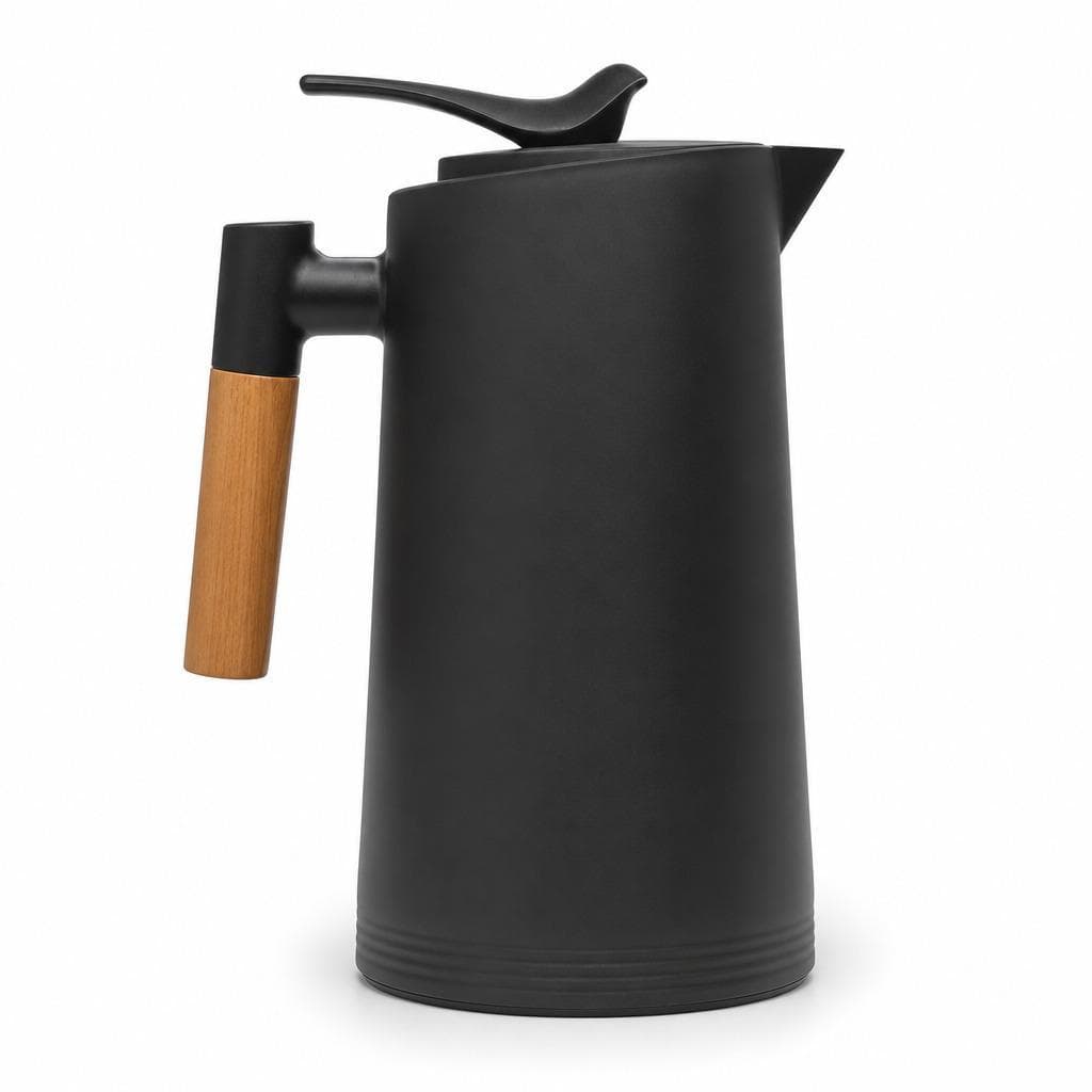 Garrafa Térmica Bird Preta 1L com Cabo de Madeira Belakaza para Café, Chá e Bebidas Quentes ou Frias