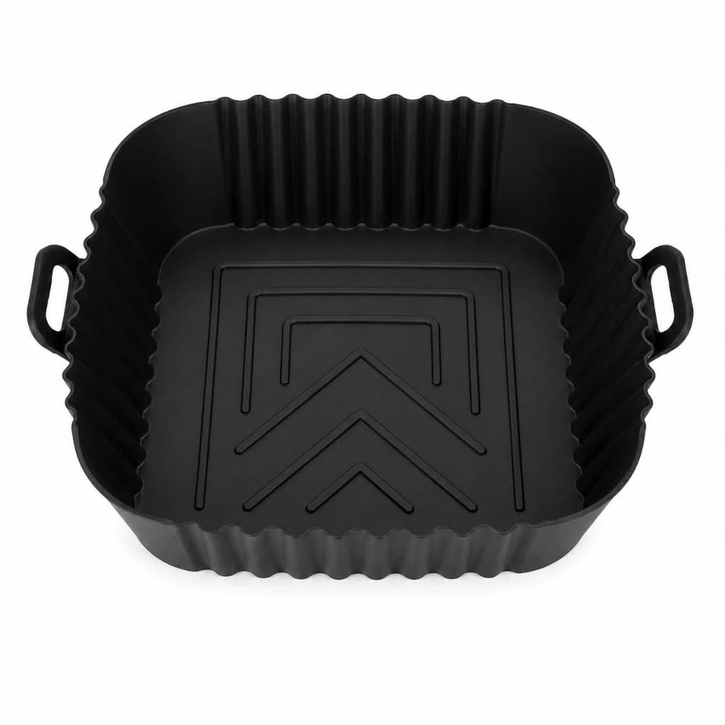 Forma de Silicone para Air Fryer Quadrada 14x14cm Reutilizável Antiaderente com Alças