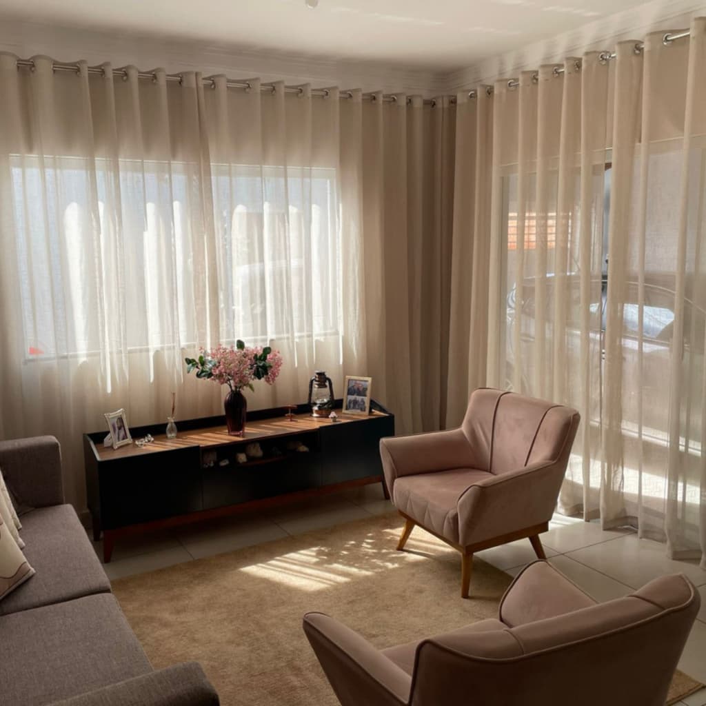 Cortina Gaze de Linho 10,00 m x 2,95 m de Ilhos Para Sala e Escritorio e Quarto ou Decoraçao.