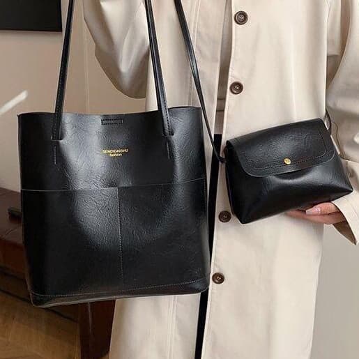 Conjunto Elegante 2 em 1: Bolsa Tote + Bolsa de Ombro - diversas cores