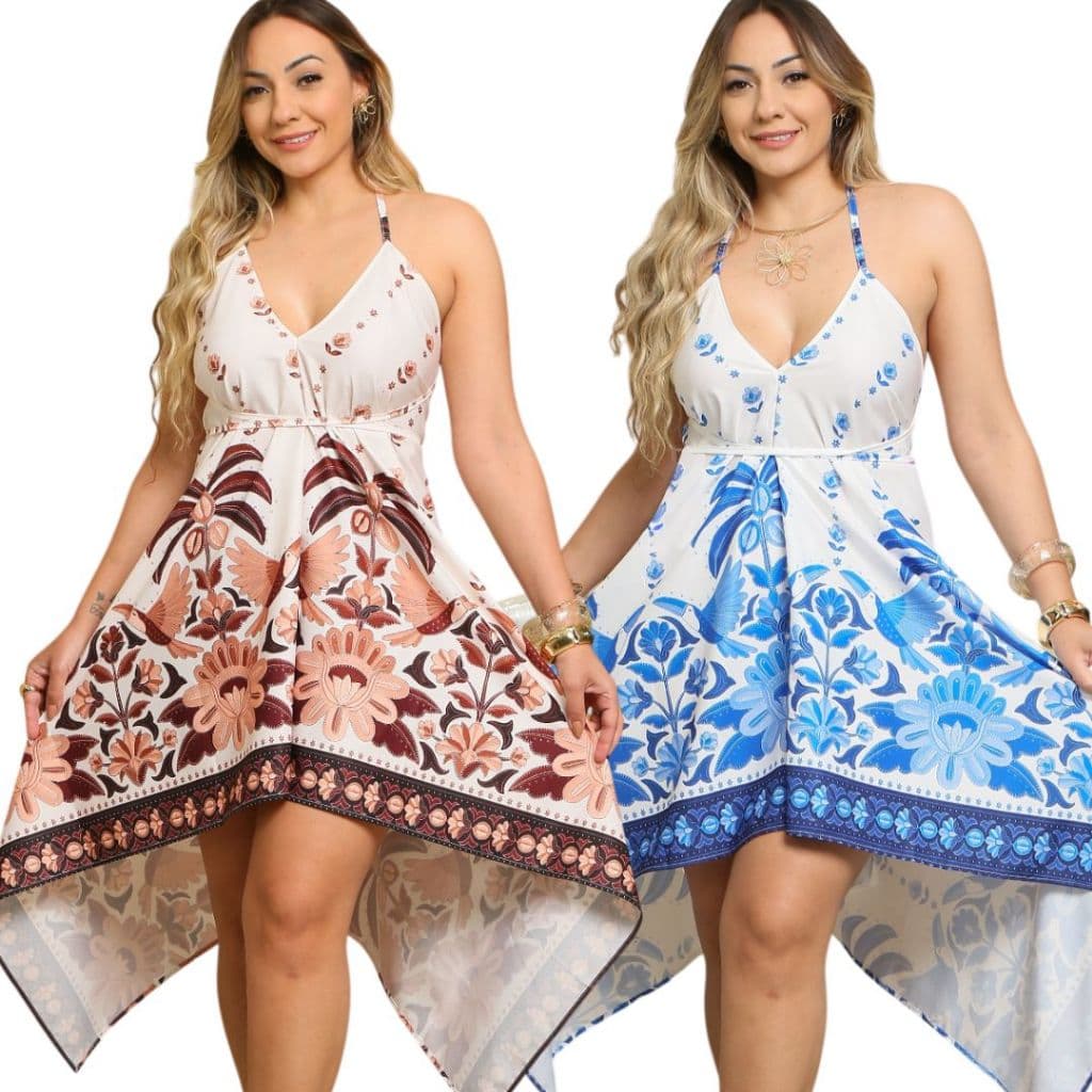 Vestido Feminino Lenço Indiano com Amarração