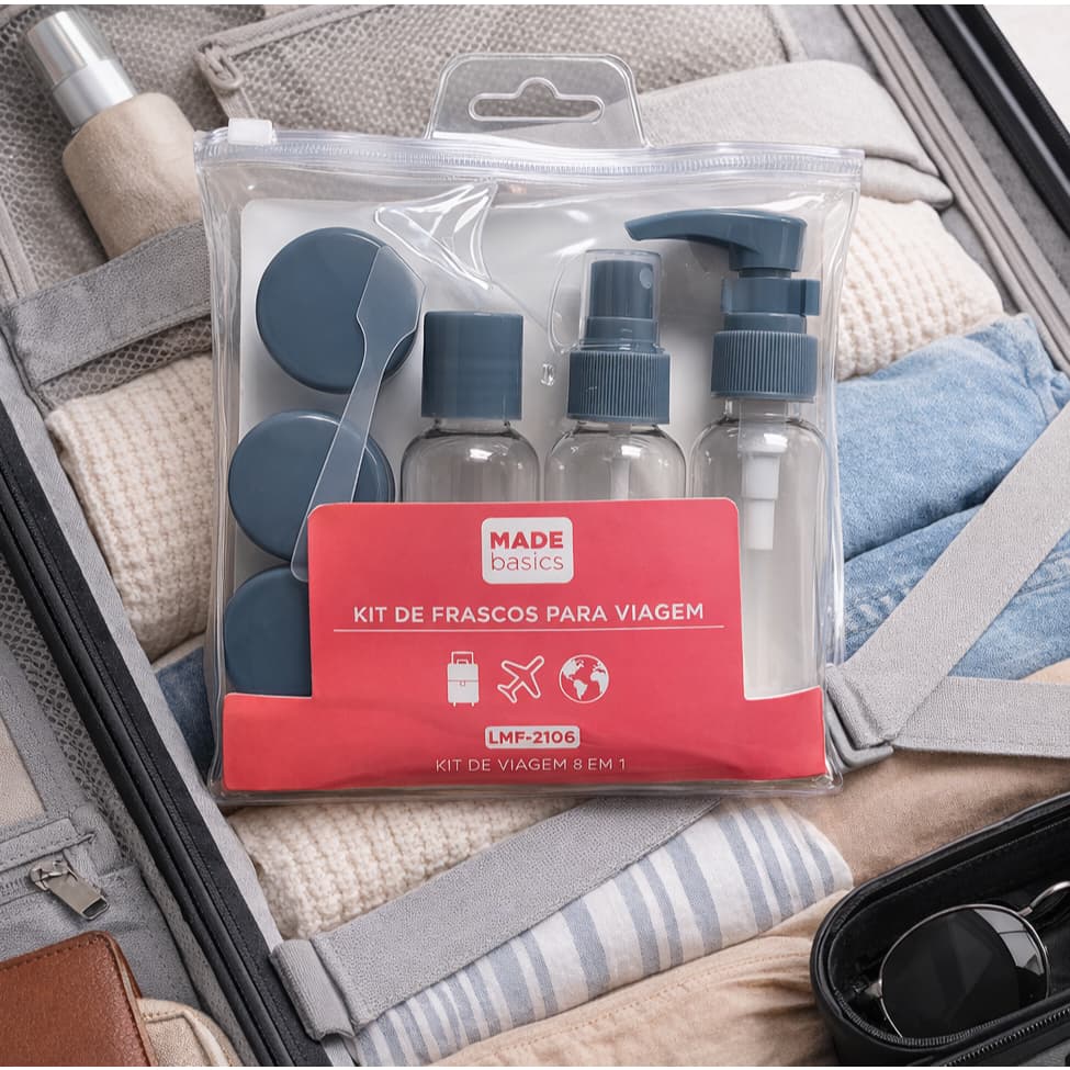 Kit de Frascos Organizadores Para Viagem Creme Cosméticos para Mala Multiuso Avião Shampoo Creme Gel Bolsa Condicionador