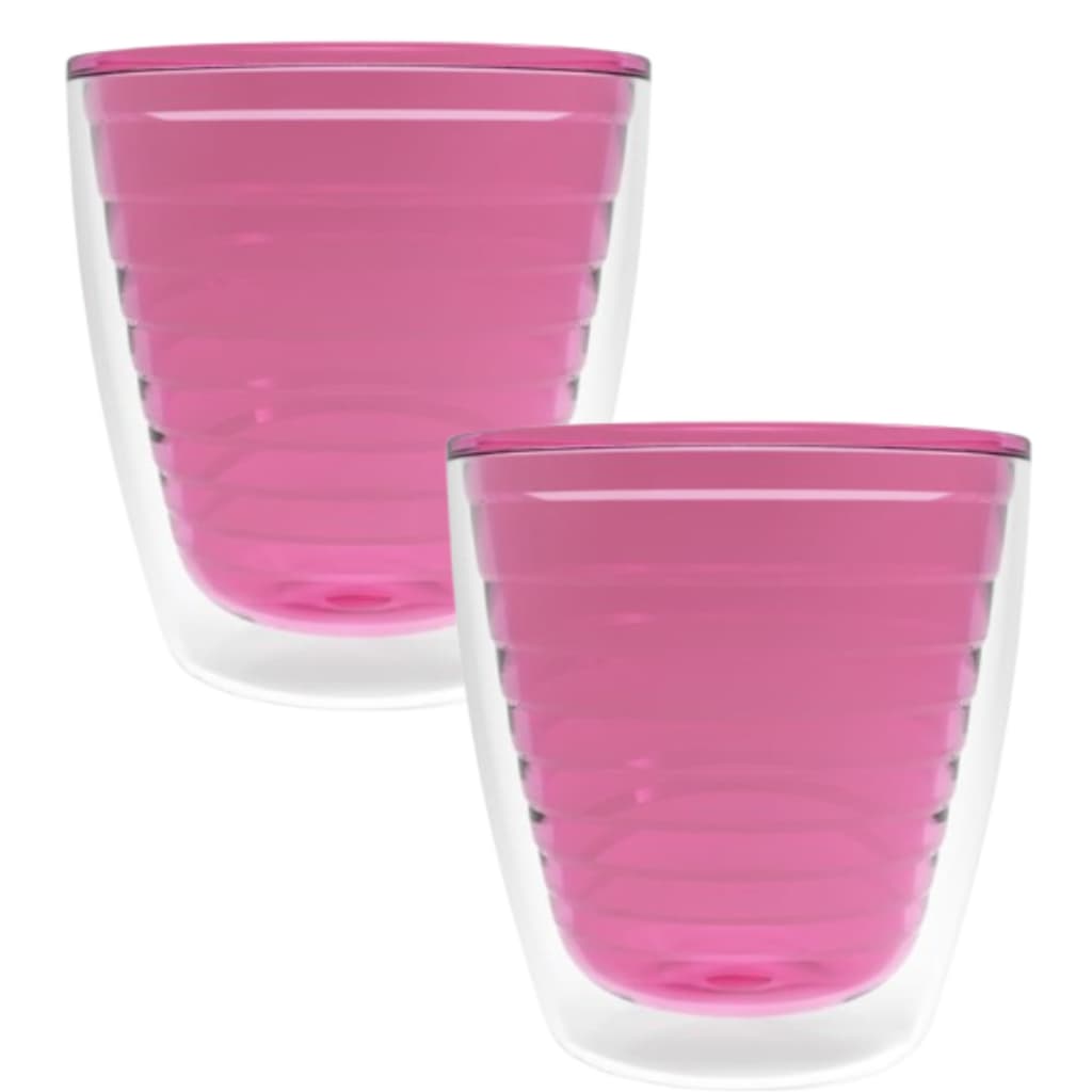 Kit 2 Copos Policarbonato Helsim 400ml Parede Dupla Coloridos Piscina Festa