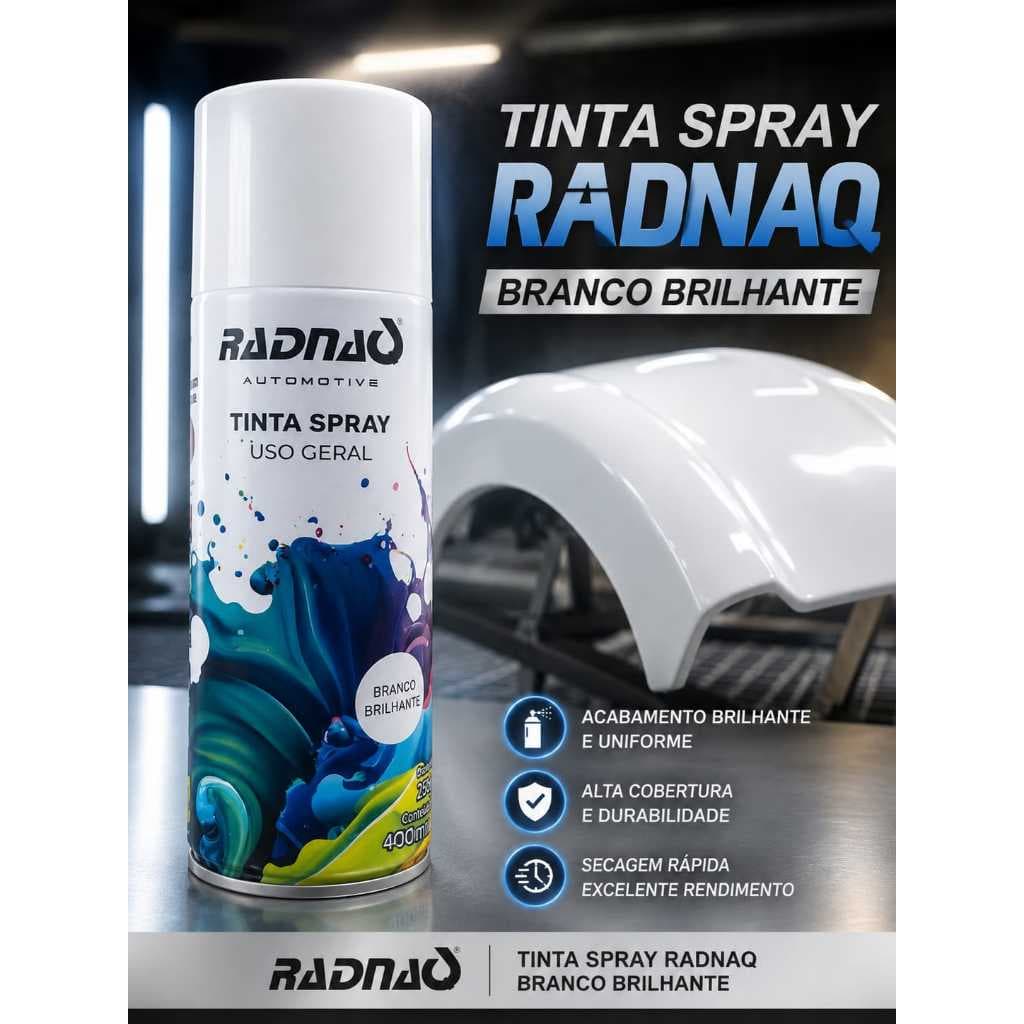 Tinta Automotiva Spray Branco Brilhante Radnaq 400ml