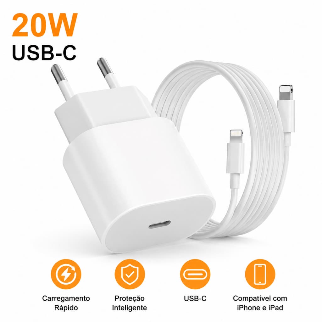 Carregador 25W 35W Cabo Tipo C Lightning e Tipo C Tipo C USB Carga Rápida Para iPhone Android