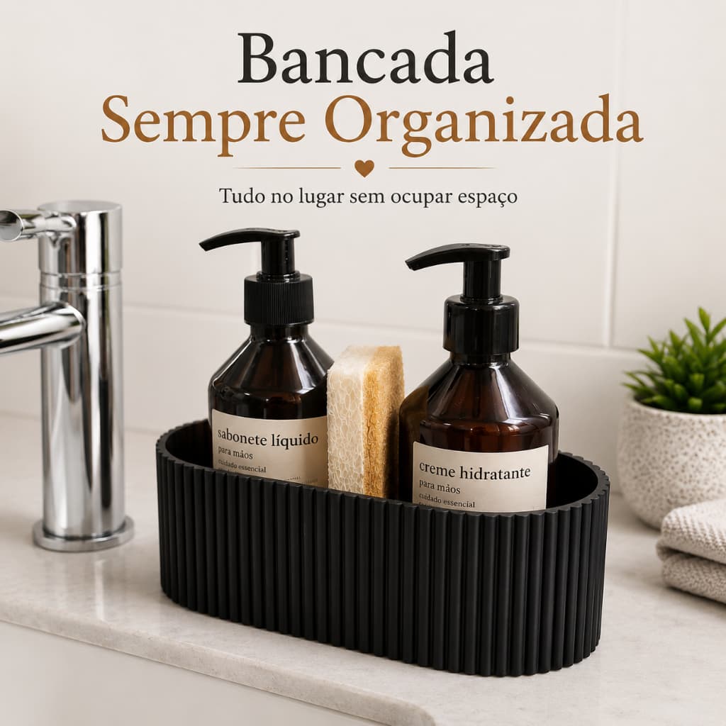 Bandeja Organizadora de Pia Canelada Banheiro Cozinha Sabonete Detergente