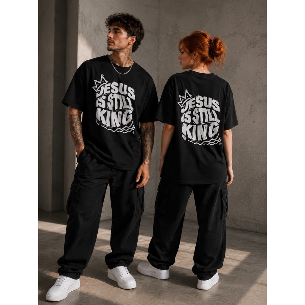 Camiseta Jesus is still king T-Shirt Masculina Camisa Street Wear  Algodão Premium