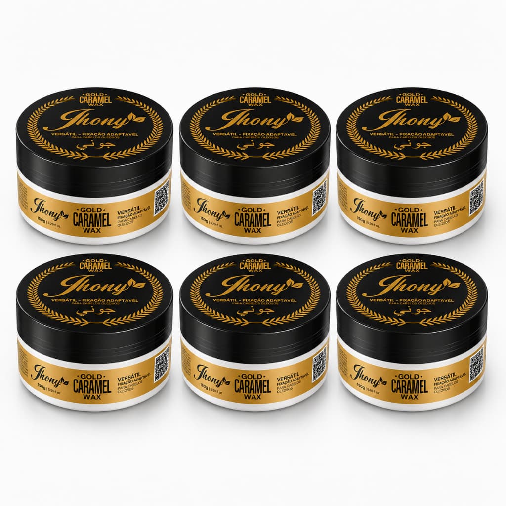 Kit 6 Pastas Modeladoras Capilar Wax Gold Caramel Jhony Barber 6x150g Fixação Adaptável e Modelagem