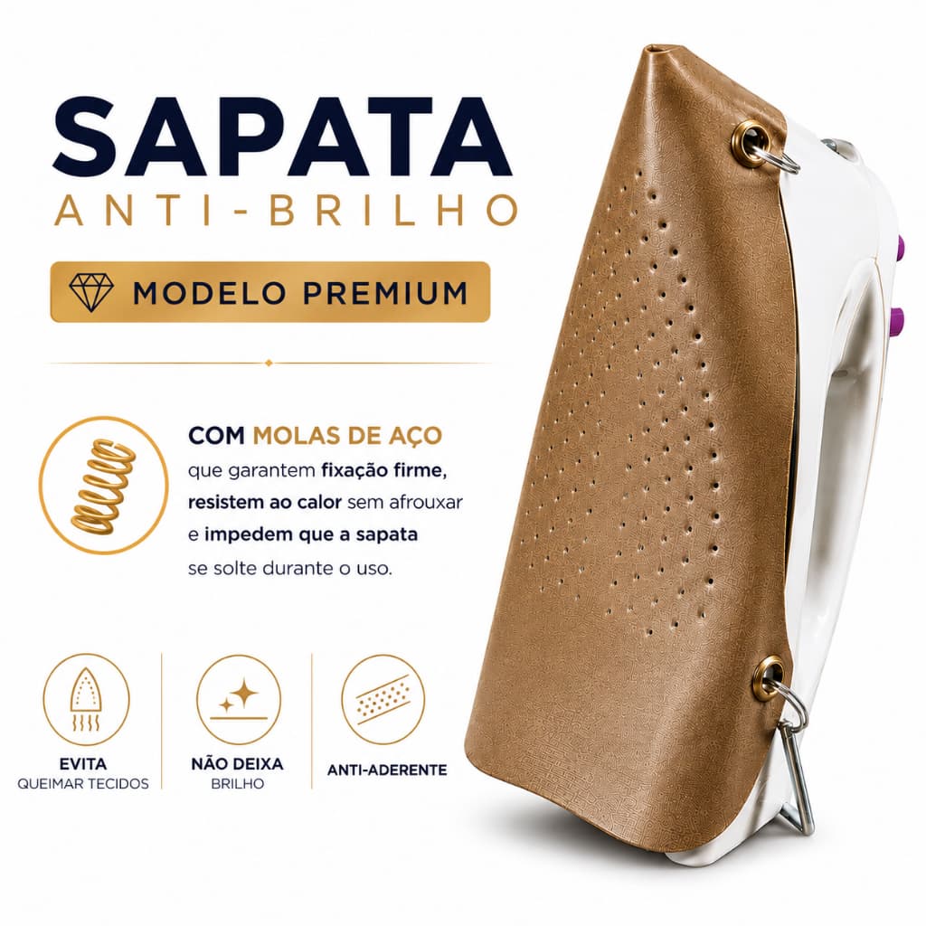 Sapata Anti Brilho para Ferro De Passar Roupa Doméstico 2 Molas