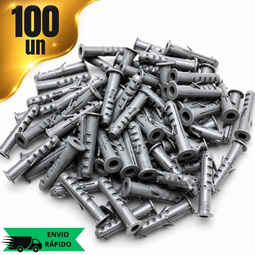 Buchas 8mm com Anel Kit 10 A 400 Unidades para Parede Concreto E Alvenaria