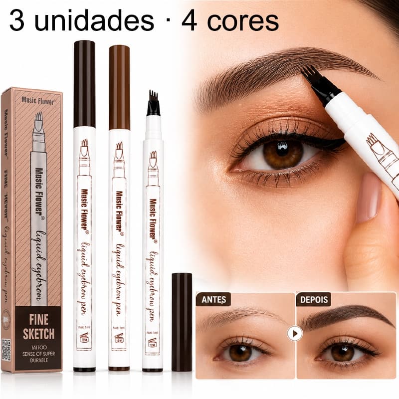 Caneta de sobrancelha Henna Microblading Fio a Fio À Prova D'Água Lápis com 4 Pontas