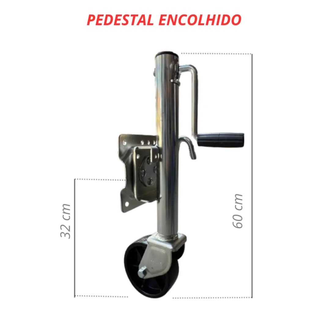 Pedestal Pé Roda Maluca P/700kg Escamoteável Reboque Trailer 800KG