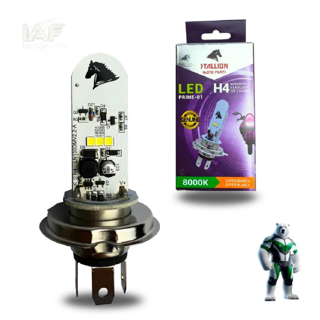 Led Lampada H4 Moto Carro 8000k Cavalinho Efeito Xenon Azul ORIGINAL