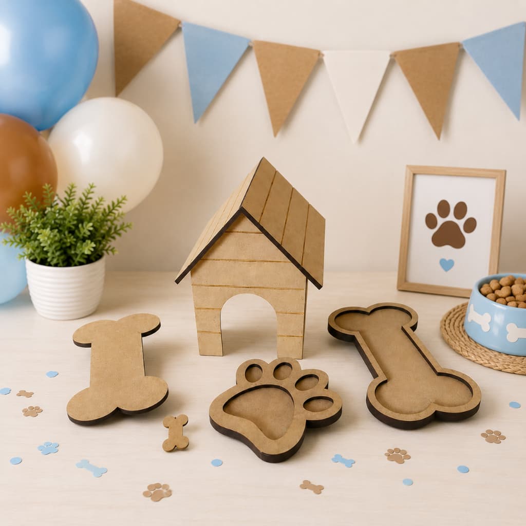 Kit 4 Peças Patrulha Canina Mdf Cru Peças Decoração Festa Aniversário Infantil Quarto
