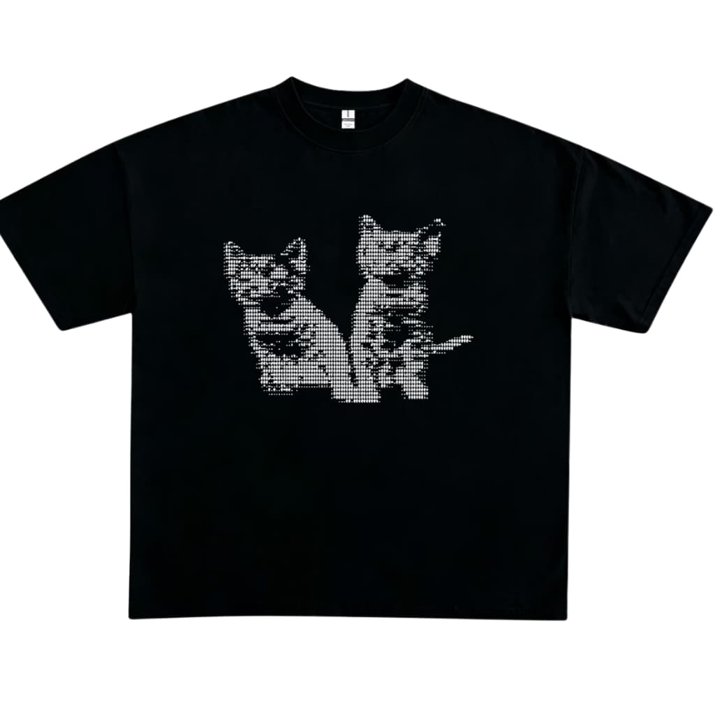 Camiseta Oversized Gato Estilo Y2K Casual Unissex Moda Urbana Streetwear Street Fashion