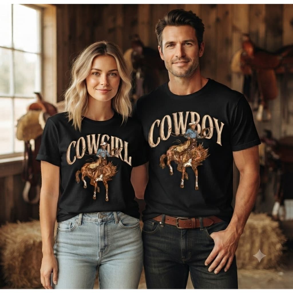 Kit Casal Camisa Cowboy Cowgirl Algodão 100%