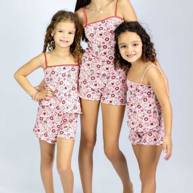 kit 5 pjama suede micro fibra baby doo estampas personagem e variadas short doo microfibra
