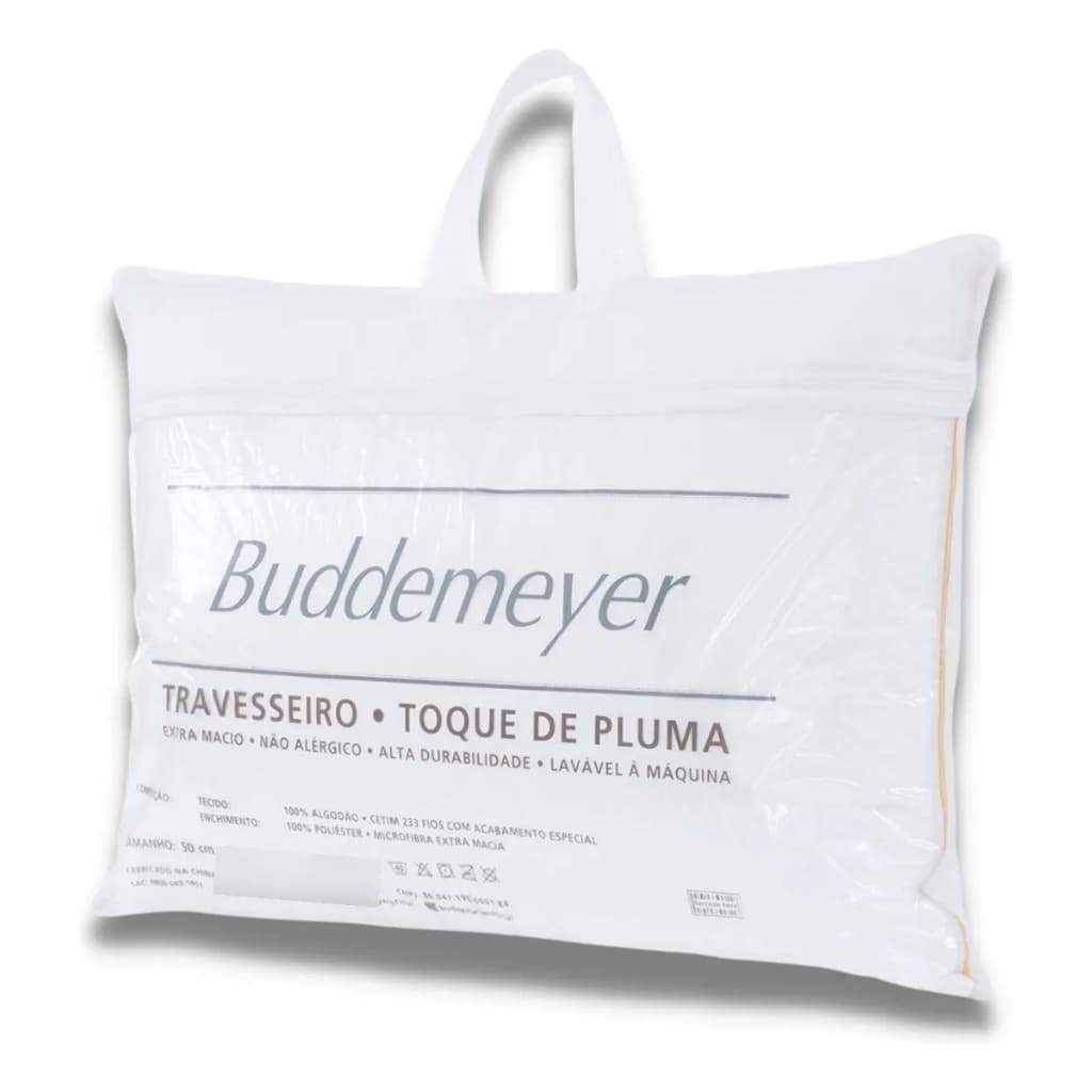 Travesseiro Buddemeyer Toque de Pluma de Ganso 100% Algodão 233 Fios Antialérgico Macio 50x70cm Grande