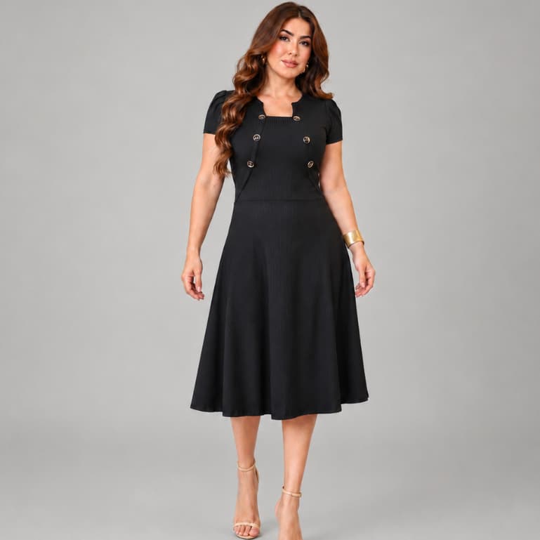 Vestido Feminino  Midi Canelada