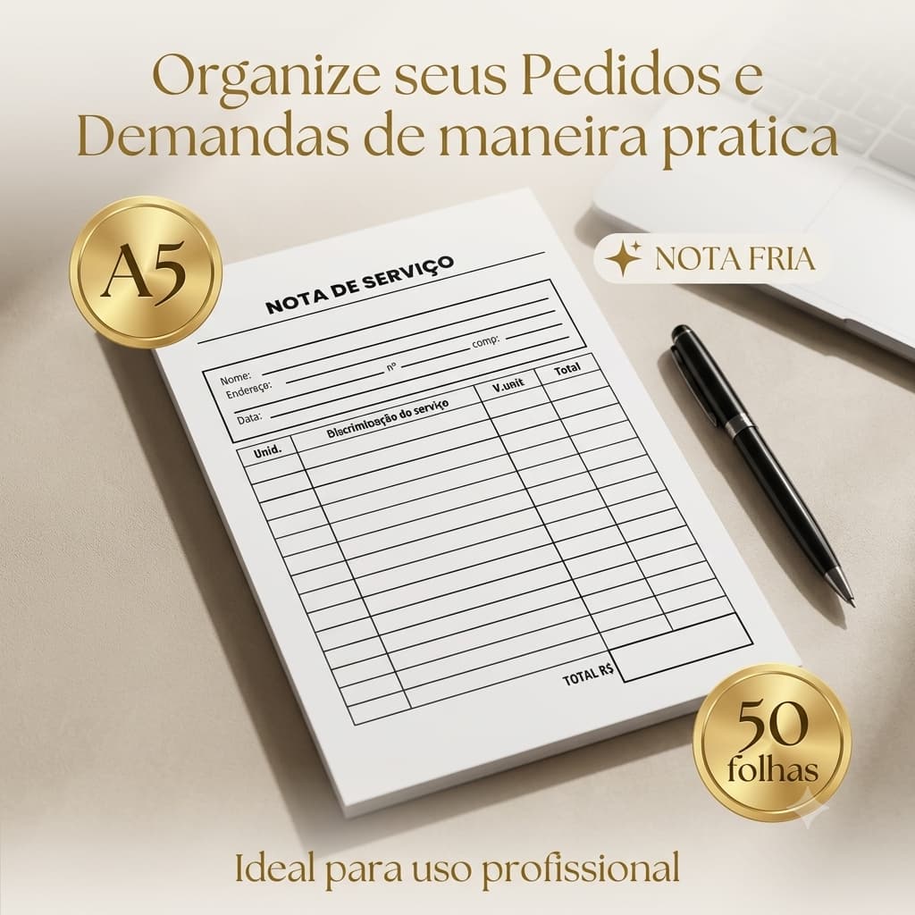 Blocos de serviço / Pedido / Nota fria / Comanda / Orçamento-  Kit com 10 Blocos com 50 folhas.