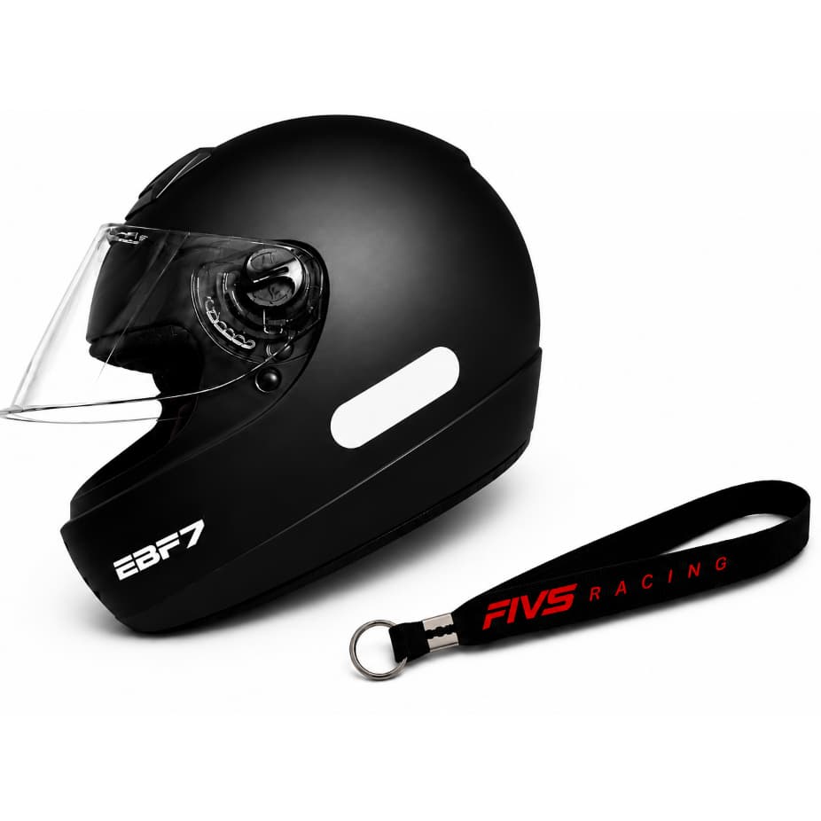CAPACETE EBF 7 BÁSICO PRETO FOSCO MOTO CLASSIC URBANO E CHAVEIRO PERSONALIZADO