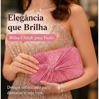 Clutch Feminina Luxo Dourada Bolsa Elegante de Festa para Casamento Formatura e Eventos
