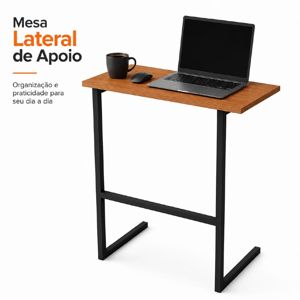 Mesa Lateral de Apoio para Sofá e Notebook 60x30cm Várias Cores
