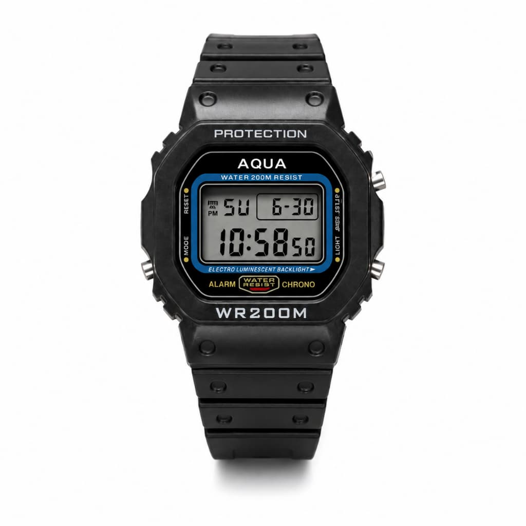 Relógio Digital Masculino Esportivo Preto LED A prova d'agua Alarme Cronômetro Luz Casual Dia Dos Pais militar presente
