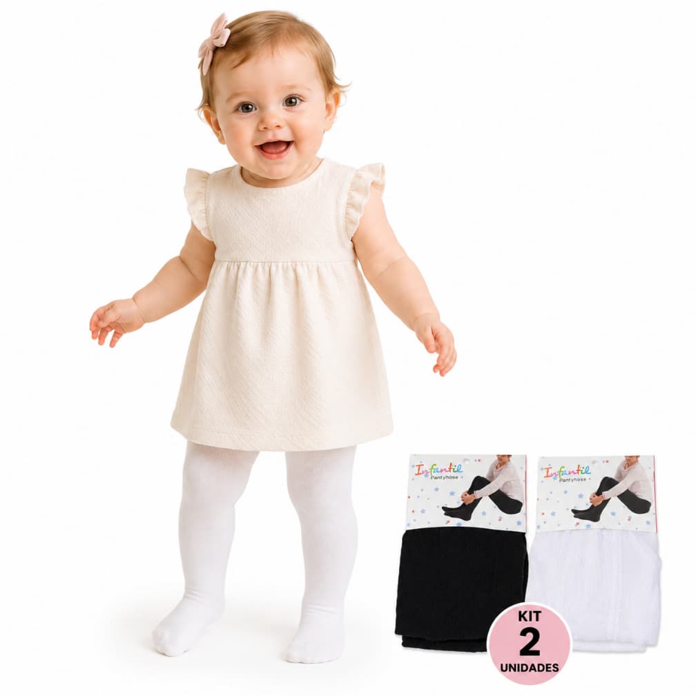 Meia Calça Bebê Fio 80 Kit 2 Meia Infantil Quentinha Confortável Moda Infantil Menina