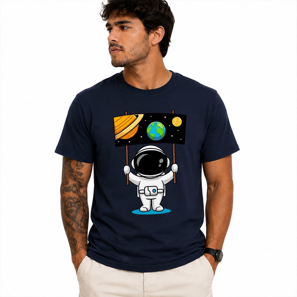 Camiseta Astronauta Masculina Estampada Espaço 100% Algodão Camisa Unissex Casual Streetwear Premium Envio Rapido