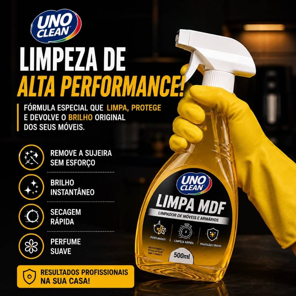 Limpa MDF 500ml Spray Perfumado Limpeza Rápida Móveis Armários Remove Sujeira Gordura Não Danifica