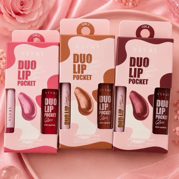 Kit Duo Lip Pocket Vivai Gloss + Lápis Labial 2 em 1
