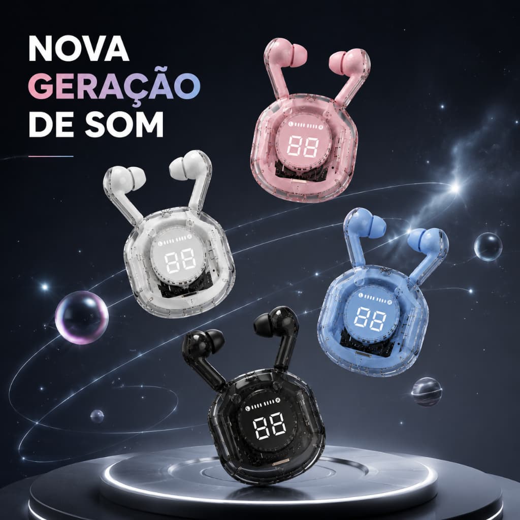 Fones De Ouvido Bluetooth Sem Fio 5.3 Modelo HQAi H4 TWS Baixa Latência Esportivo Resistente Suor Para Game Móvel