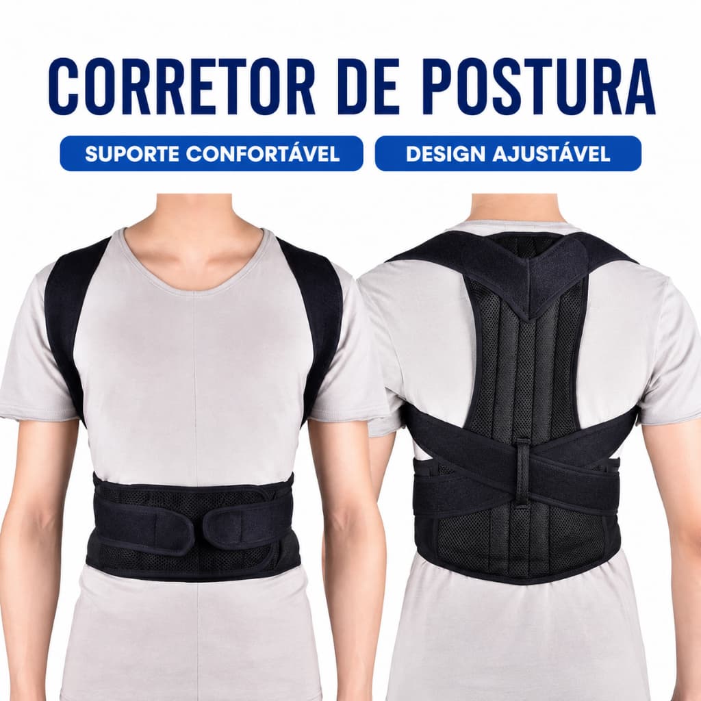 Corretor De Postura Ajustável Suporte Lombar Masculino Feminino Cinta De Coluna Ergonômica Alívio De Dores