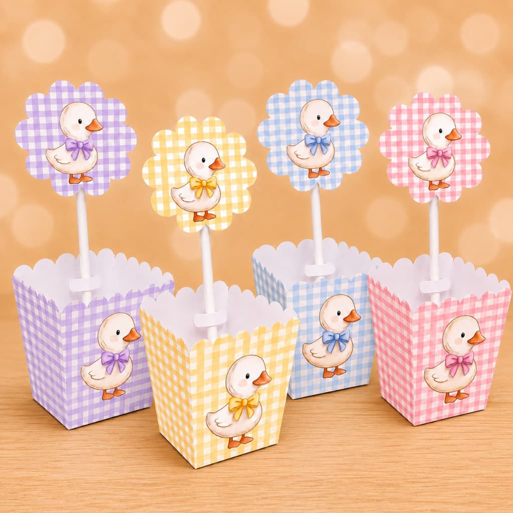 Kit Centro de mesa Festa Infantil tema patinho diversas cores