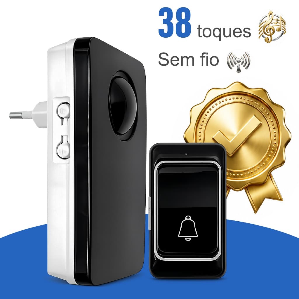 Campainha Sem Fio Wireless De Tomada Fácil Instalação Com 38 Toques Musicais Top