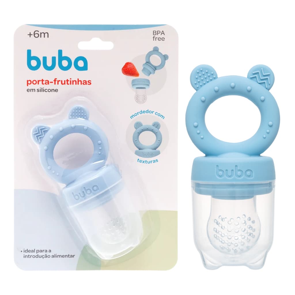Chupeta Buba Sugadora  Alimentar Introdução Infantil Frutas Anti-engasgo Silicone Bico Mordedor +6m Bebê