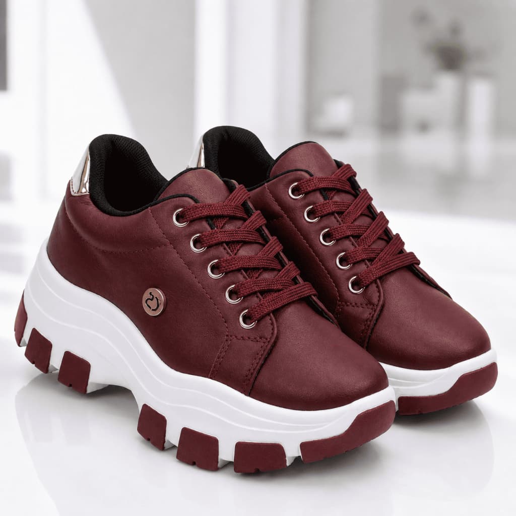 Tênis Feminino Plataforma Casual Solado Tratorado Chunky Confortável Leve Moda Feminina Caminhada Passeio