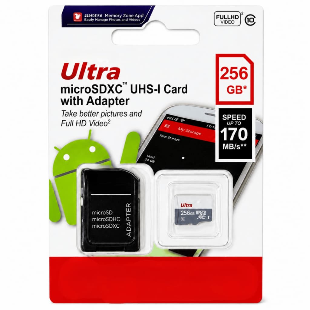 Cartão de Memória Micro Sd Ultra 256gb 170mb/s Classe 10 Adaptador SD